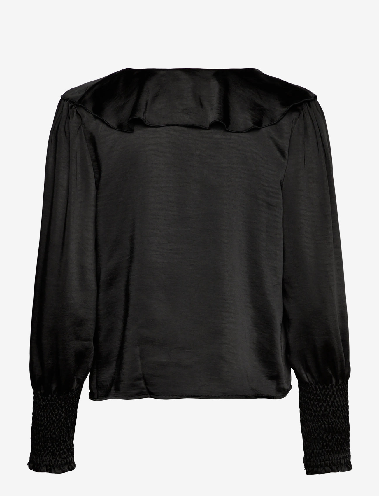 Vero Moda - AWBEA LS V-NECK FRILL BLOUSE - långärmade blusar - black - 2