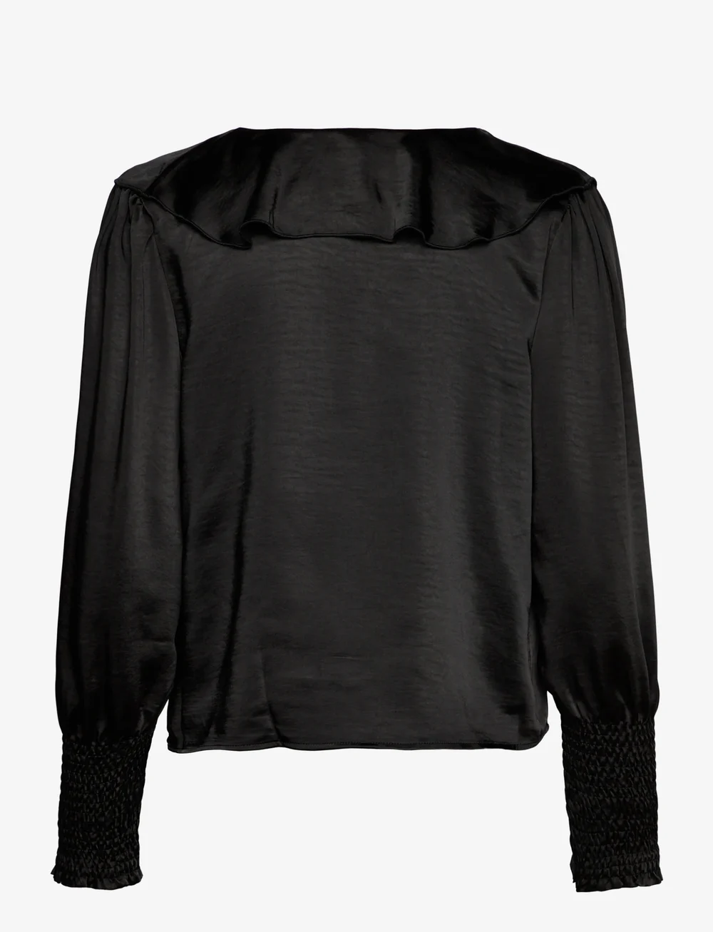 Vero Moda - AWBEA LS V-NECK FRILL BLOUSE - langerma blússur - black - 1