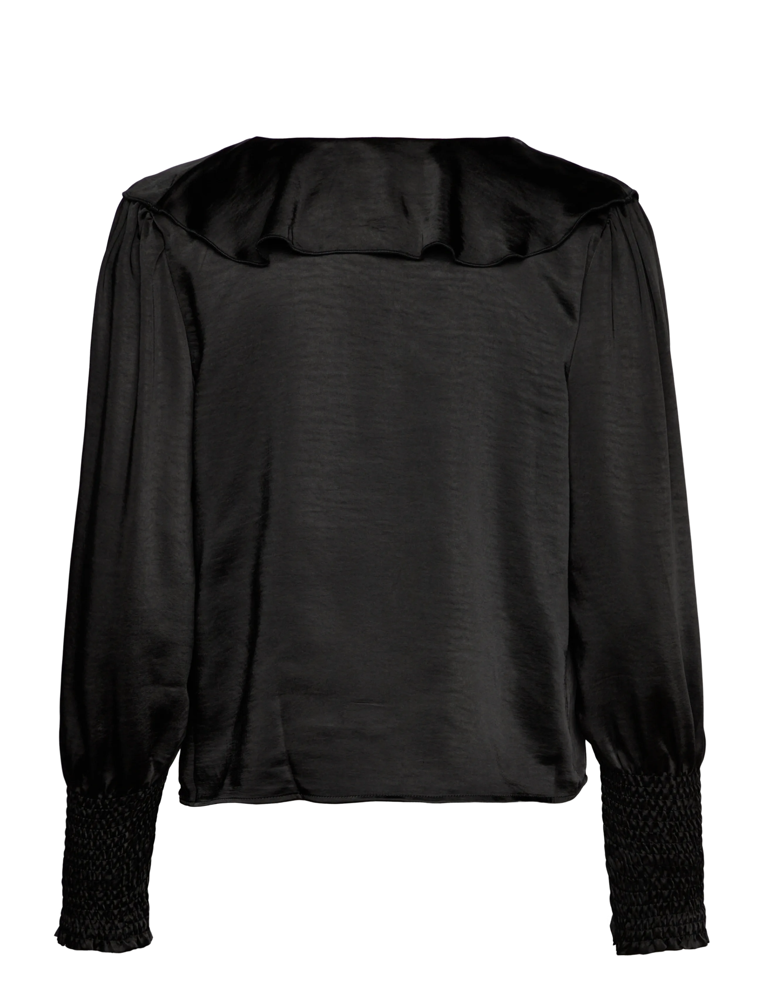 Vero Moda - AWBEA LS V-NECK FRILL BLOUSE - langärmlige blusen - black - 2