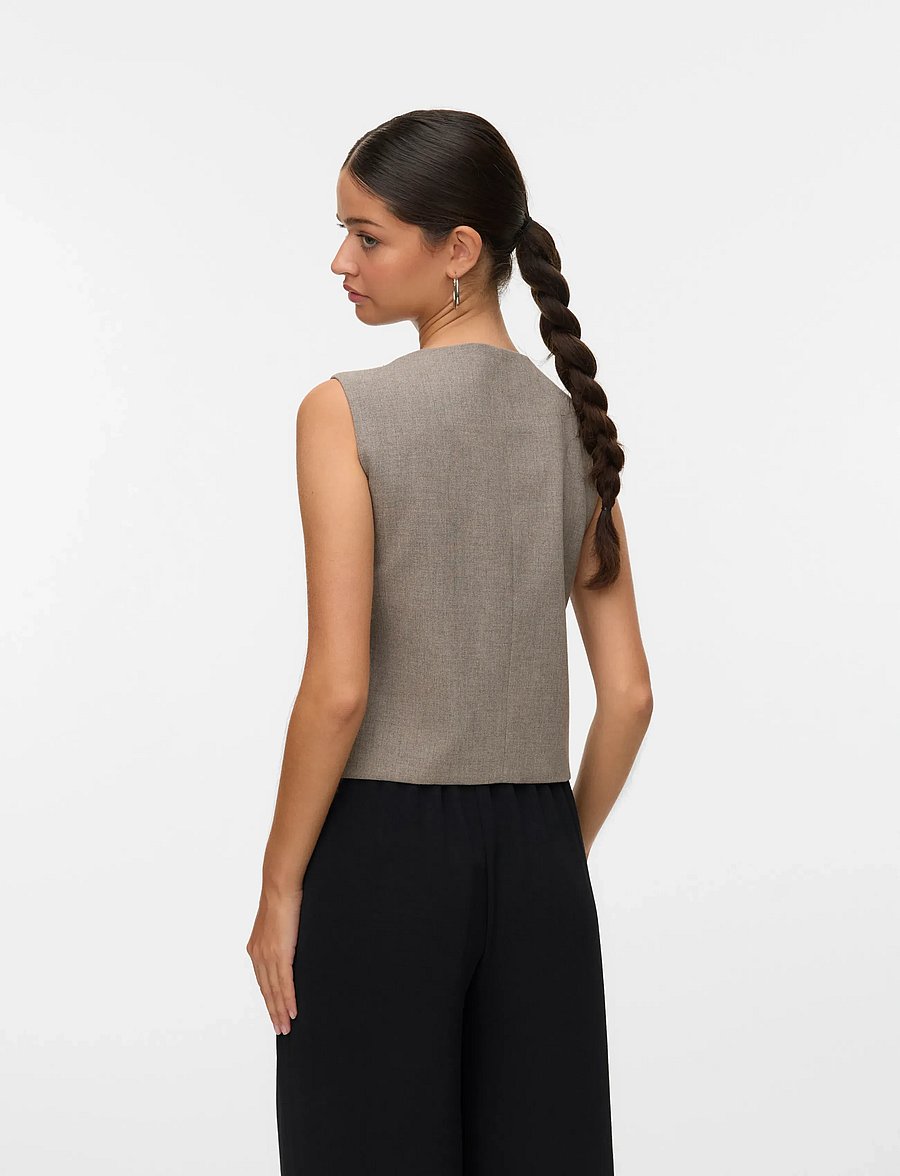 Vero Moda - VMBESTIE SL ASYMETRIC WAISTCOAT - forårsjakker - moon rock - 2