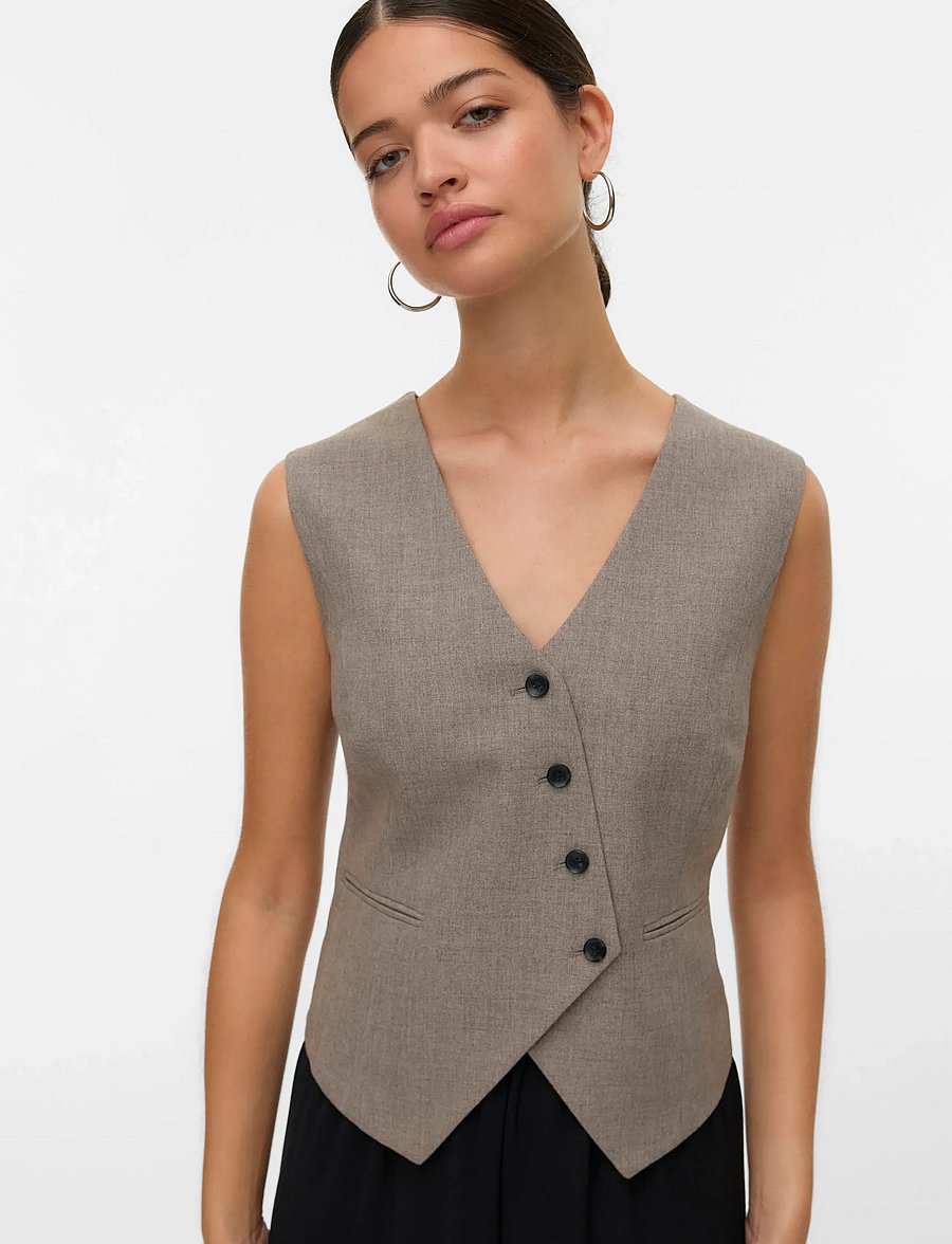 Vero Moda - VMBESTIE SL ASYMETRIC WAISTCOAT - forårsjakker - moon rock - 3