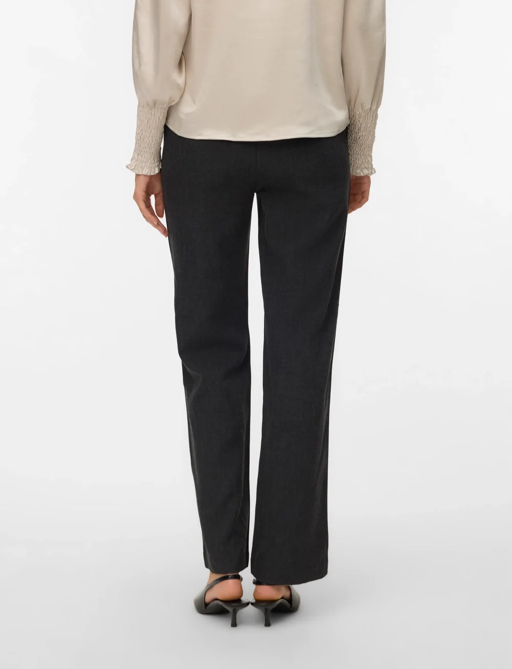 Vero Moda - VMZAMIRA BESTIE MW STRAIGHT PANT NOOS - bukser med lige ben - dark grey melange - 3