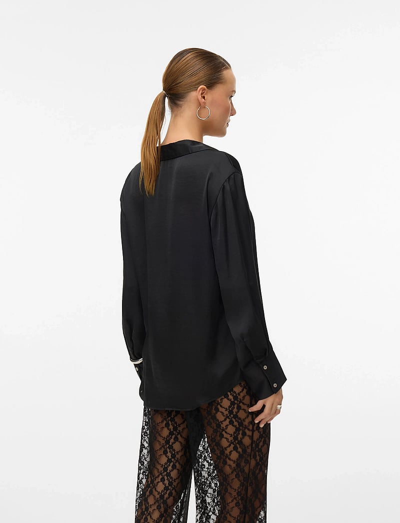 Vero Moda - VMSOMMER LS SHIRT WVN NOOS - langærmede skjorter - black - 3