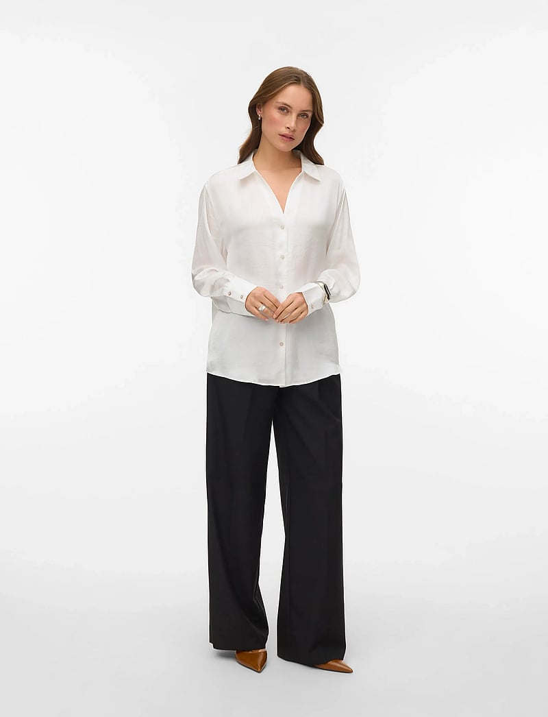 Vero Moda - VMSOMMER LS SHIRT WVN NOOS - langærmede skjorter - snow white - 0