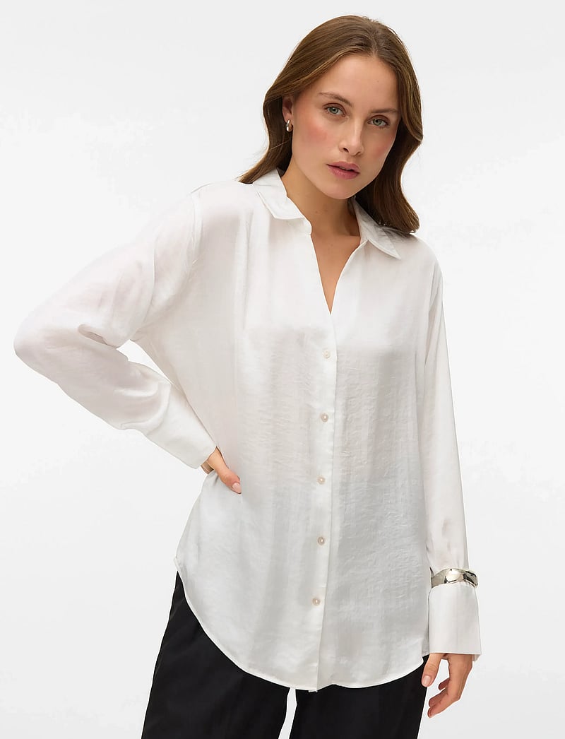 Vero Moda - VMSOMMER LS SHIRT WVN NOOS - langærmede skjorter - snow white - 4