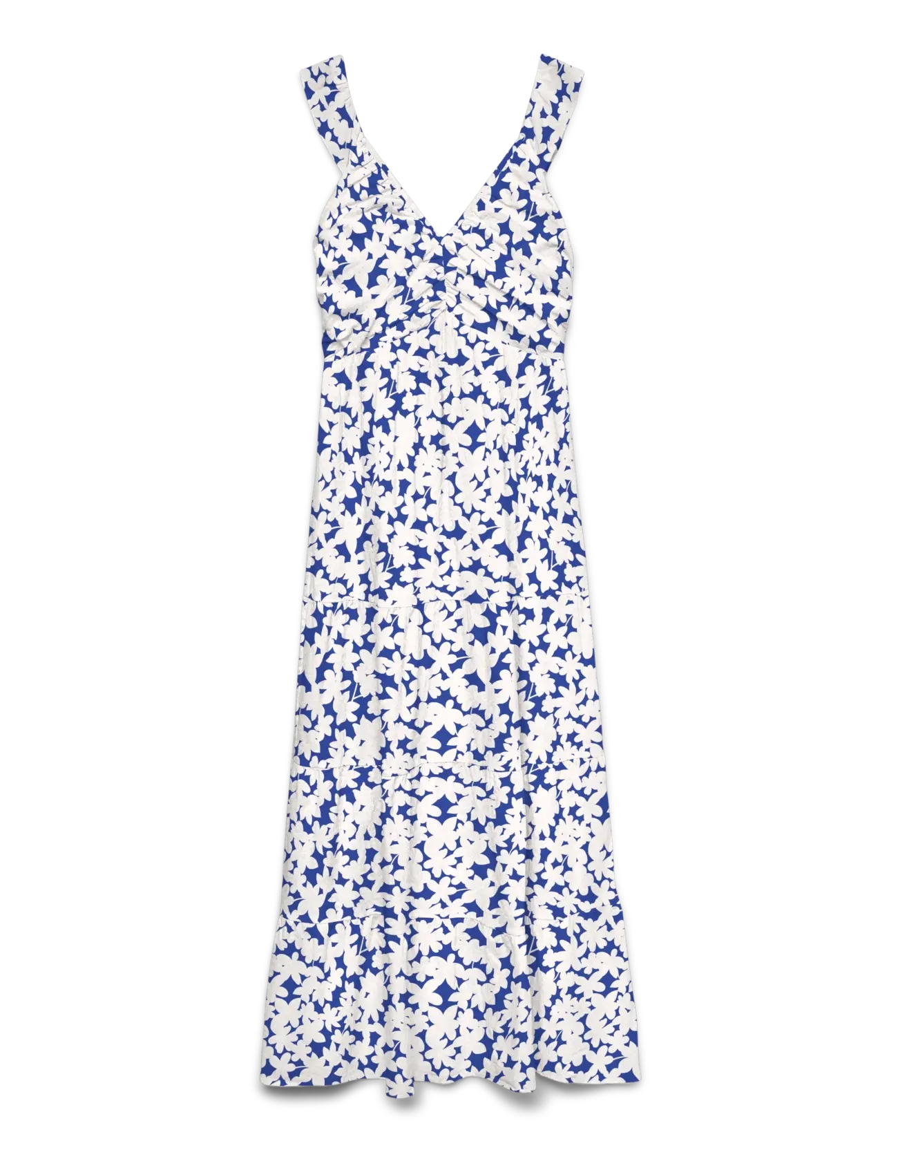 Vero Moda VMDICTHE SL FRILL ANKLE DRESS WVN GA - Vero Moda - NEBULAS BLUE / white