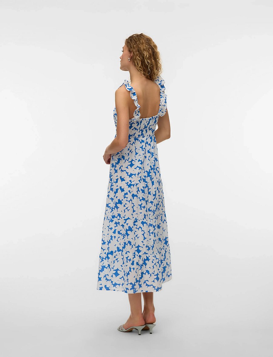 Vero Moda - VMDICTHE SL FRILL ANKLE DRESS WVN GA - sommerkjoler - nebulas blue - 2