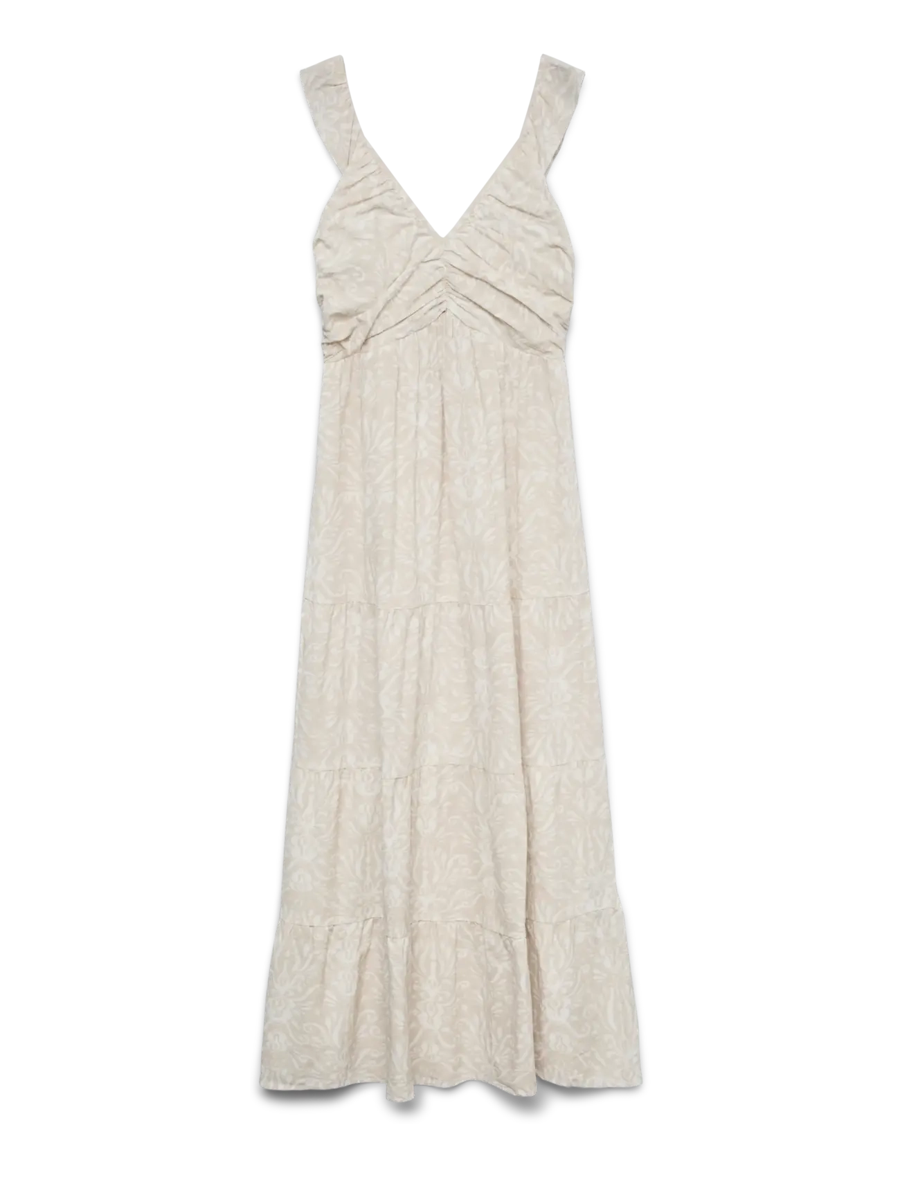 Vero Moda VMDICTHE SL FRILL ANKLE DRESS WVN GA - Kjoler - PUMICE STONE / cream