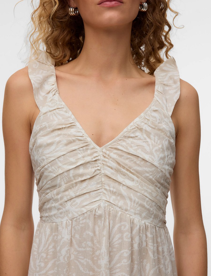 Vero Moda - VMDICTHE SL FRILL ANKLE DRESS WVN GA - sommerkleider - pumice stone - 3
