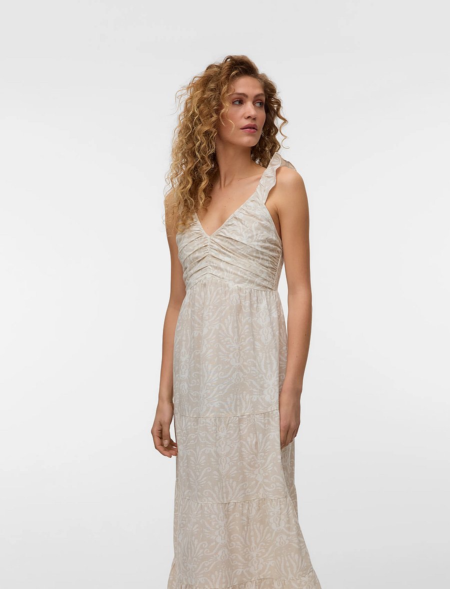 Vero Moda - VMDICTHE SL FRILL ANKLE DRESS WVN GA - sommerkleider - pumice stone - 4