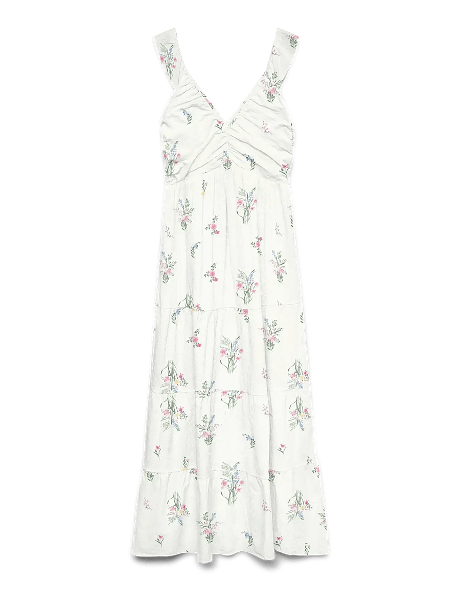 Vero Moda - VMDICTHE SL FRILL ANKLE DRESS WVN GA - suvekleidid - snow white - 1