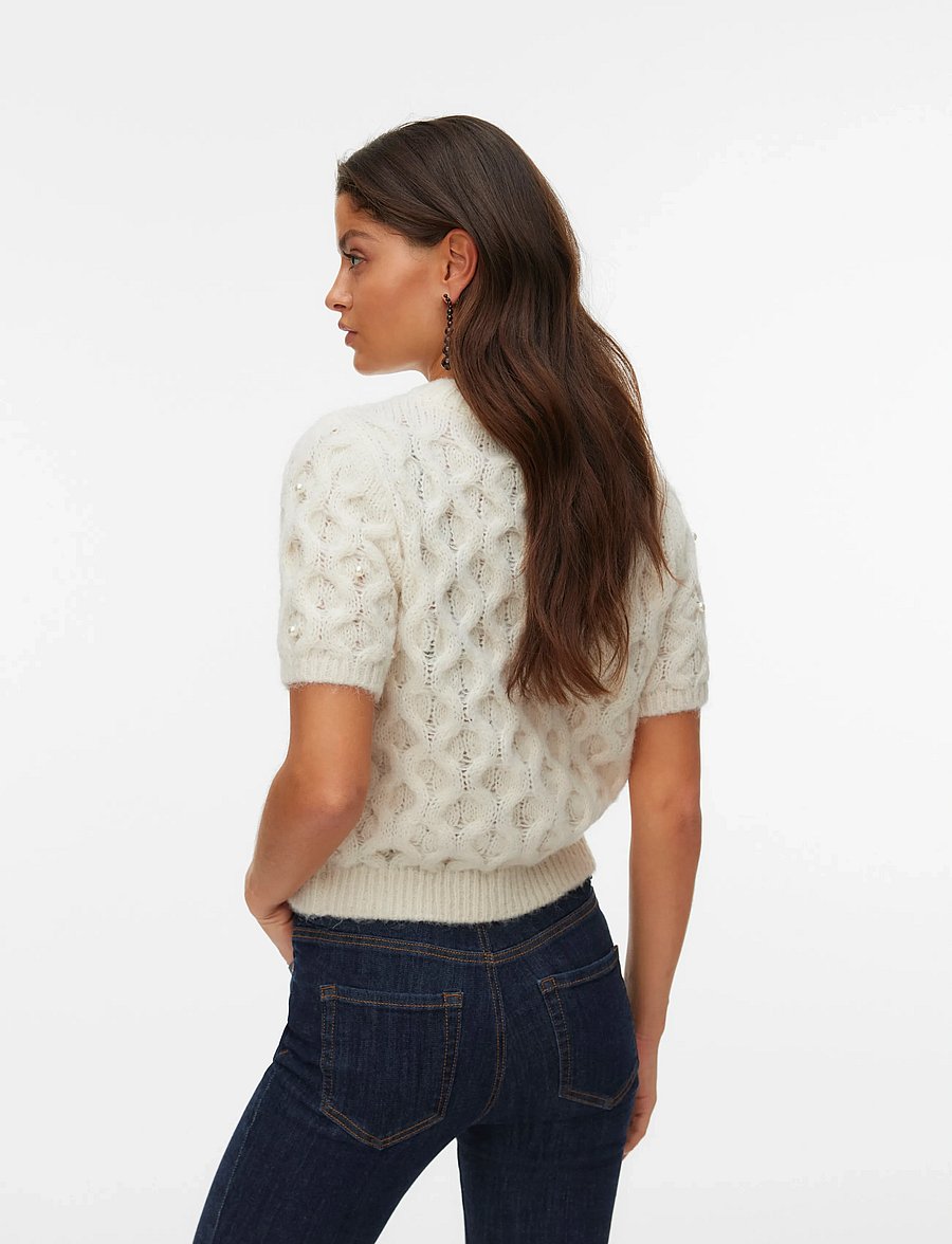 Vero Moda - VMCATANIA 2/4 PEARL PULLOVER VIP - striktrøjer - birch - 3
