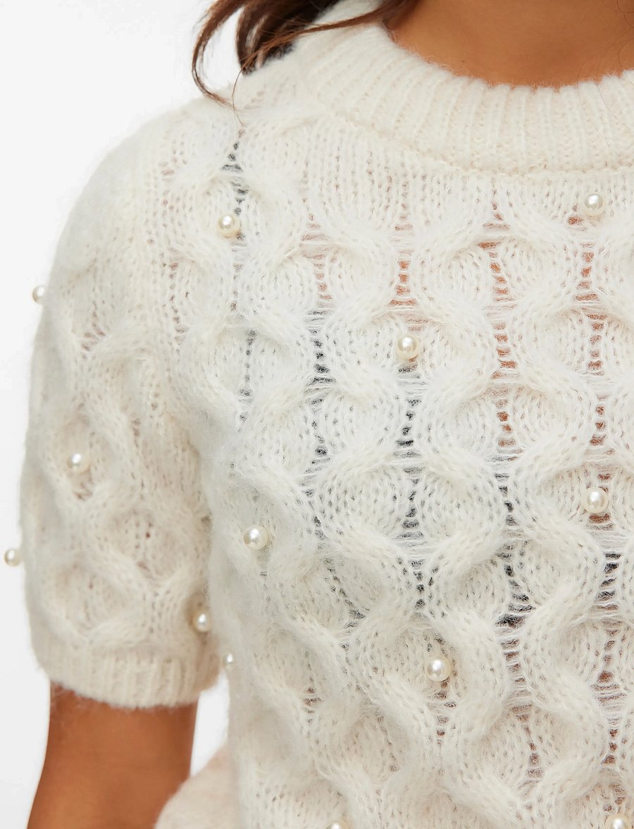 Vero Moda - VMCATANIA 2/4 PEARL PULLOVER VIP - striktrøjer - birch - 5
