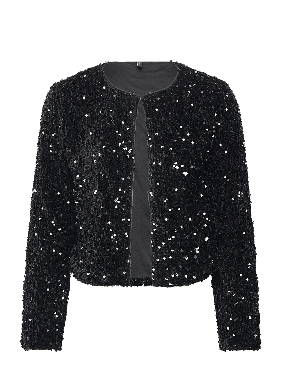 Vero Moda - VMBELLA LS O-NECK SHORT SQ CARDIGAN JRS - kardiganid - black - 1
