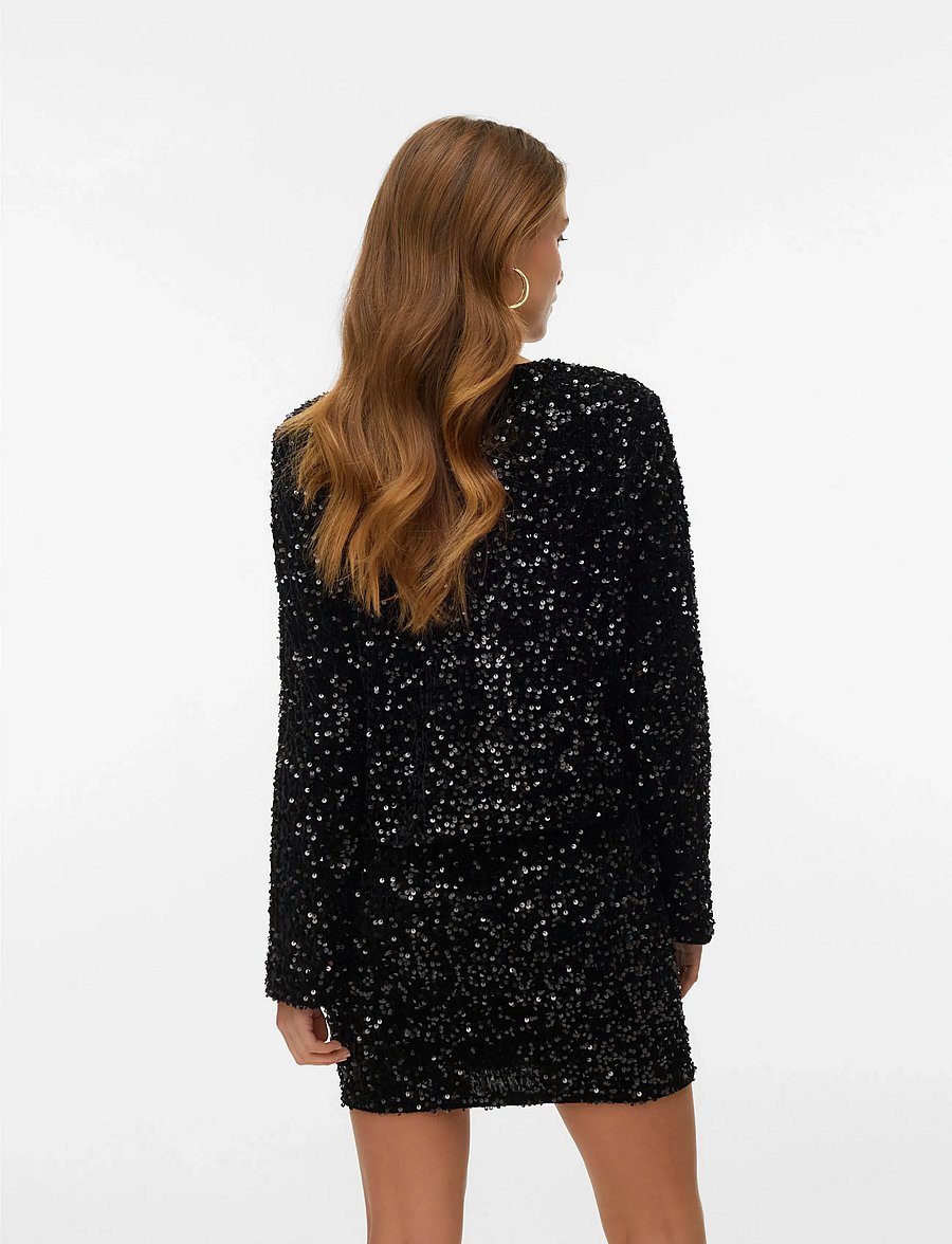 Vero Moda - VMBELLA LS O-NECK SHORT SQ CARDIGAN JRS - kardiganid - black - 3