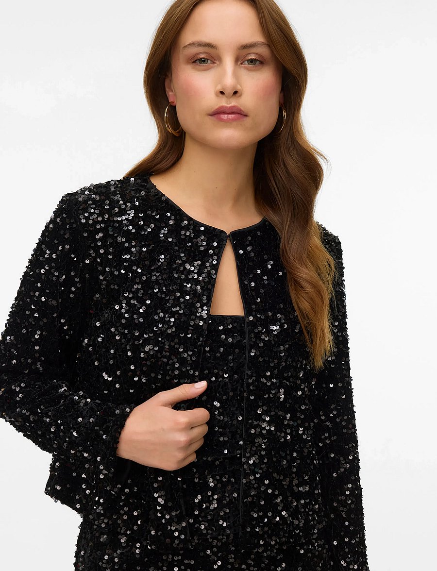 Vero Moda - VMBELLA LS O-NECK SHORT SQ CARDIGAN JRS - kardiganid - black - 4