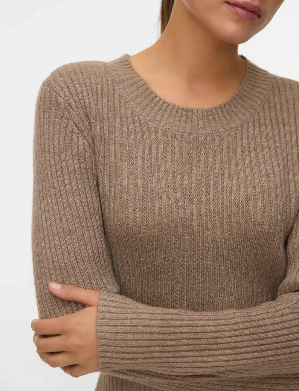 Vero Moda - VMJOSANNA LS SHORT DRESS NOOS - strikkjoler - fossil - 3