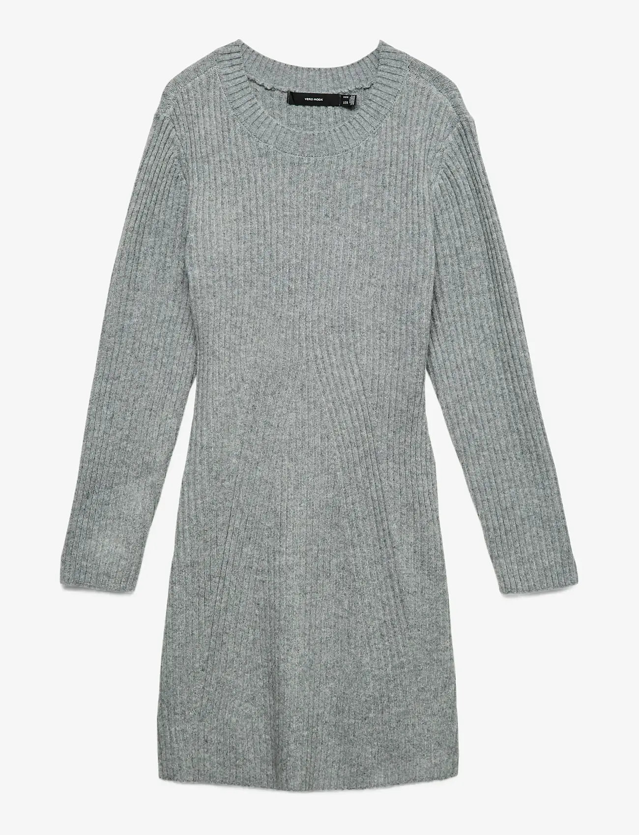 Vero Moda - VMJOSANNA LS SHORT DRESS NOOS - stickade klänningar - medium grey melange - 1