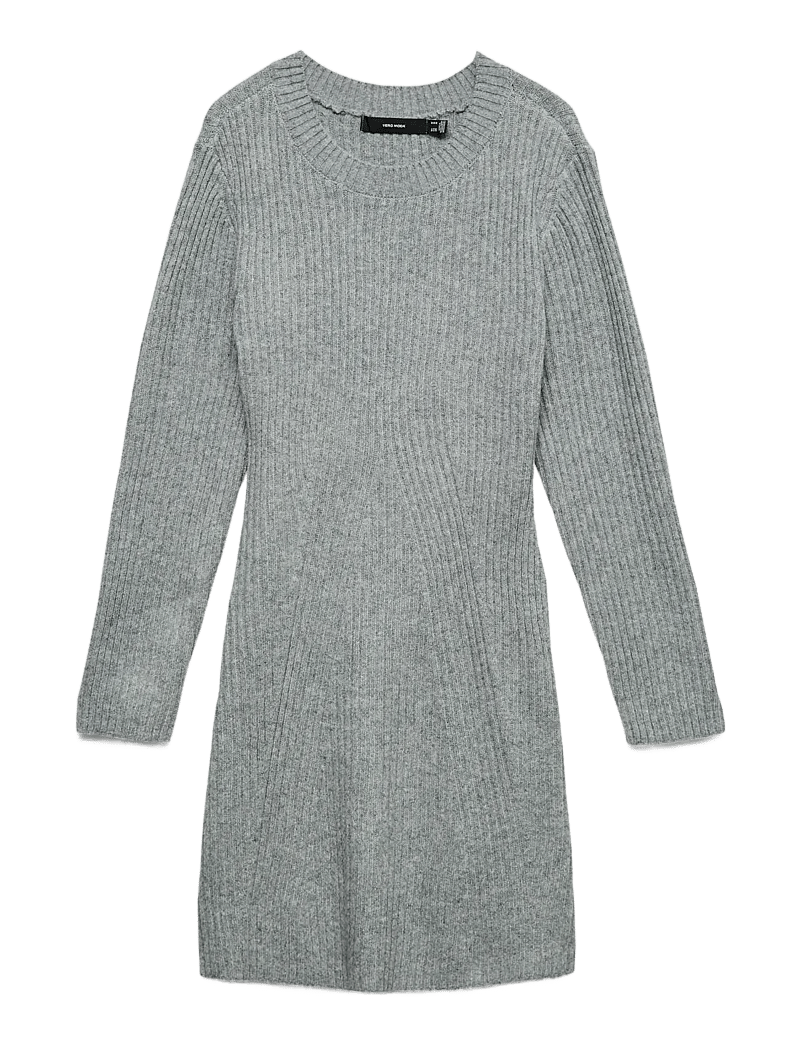 Vero Moda - VMJOSANNA LS SHORT DRESS NOOS - stickade klänningar - medium grey melange - 1