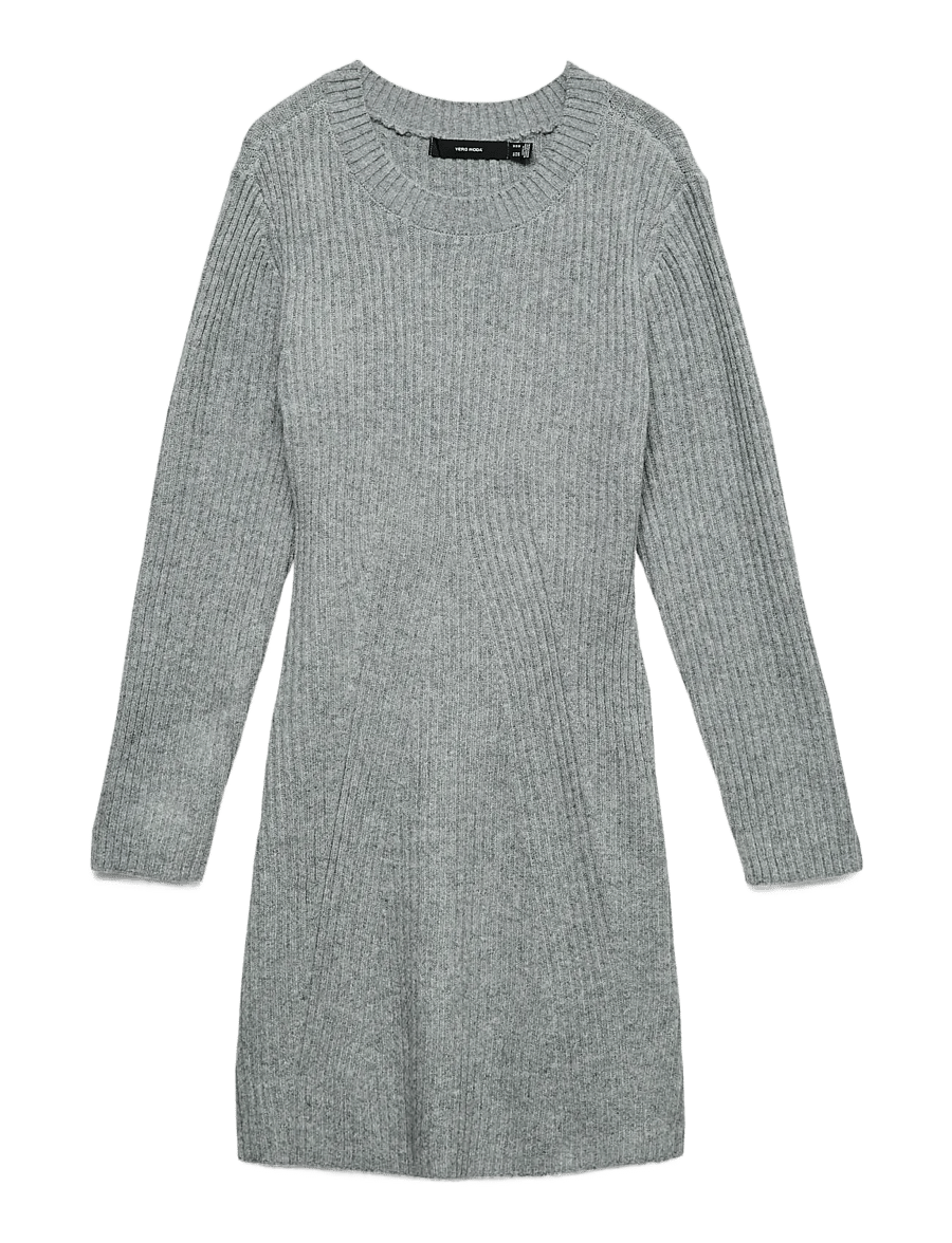 Vero Moda - VMJOSANNA LS SHORT DRESS NOOS - strickkleider - medium grey melange - 1