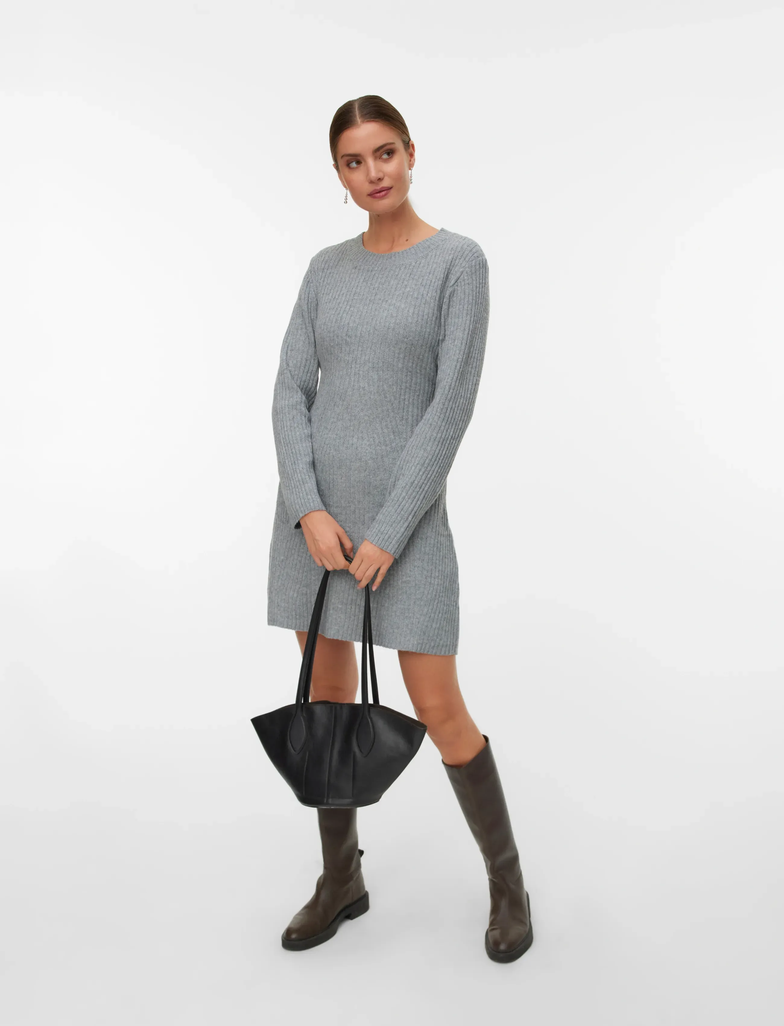 Vero Moda VMJOSANNA LS SHORT DRESS NOOS - Korte kjoler - MEDIUM GREY MELANGE / grey