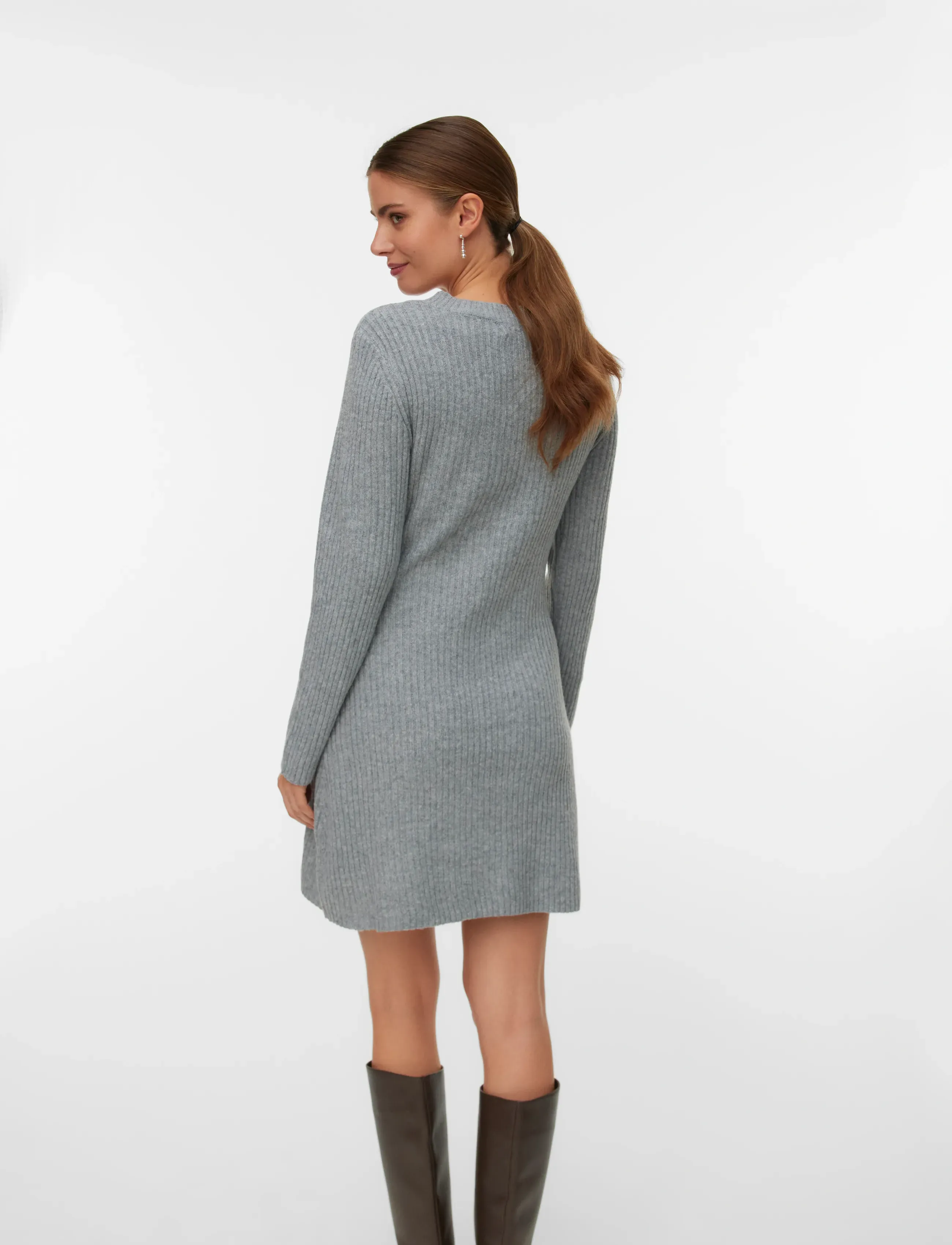 Vero Moda - VMJOSANNA LS SHORT DRESS NOOS - strickkleider - medium grey melange - 2