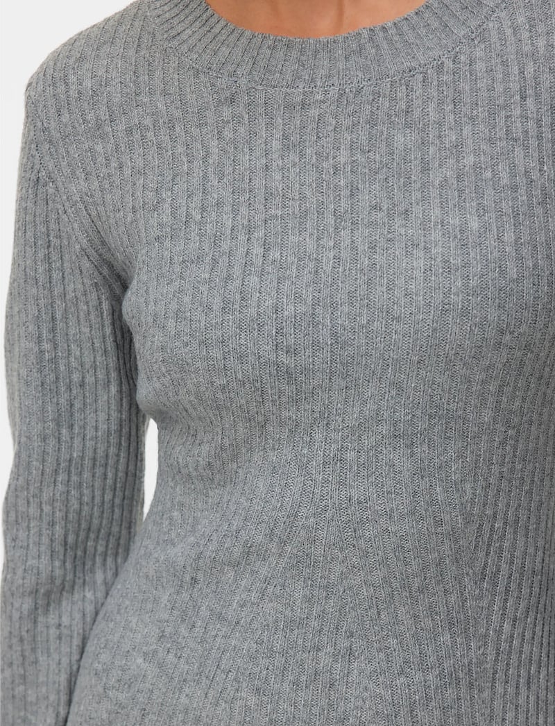 Vero Moda - VMJOSANNA LS SHORT DRESS NOOS - stickade klänningar - medium grey melange - 4