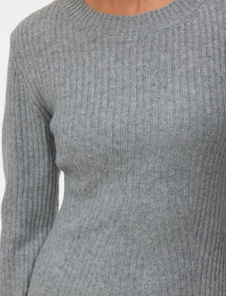 Vero Moda - VMJOSANNA LS SHORT DRESS NOOS - strickkleider - medium grey melange - 4