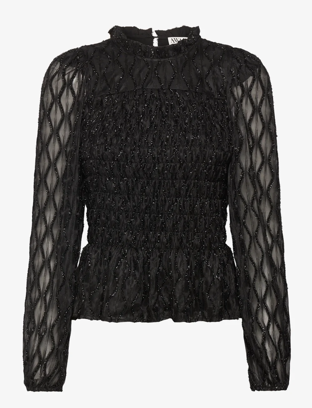 Vero Moda - AWNOLITA LS HIGH NECK SMOCK TOP - långärmade blusar - black - 0