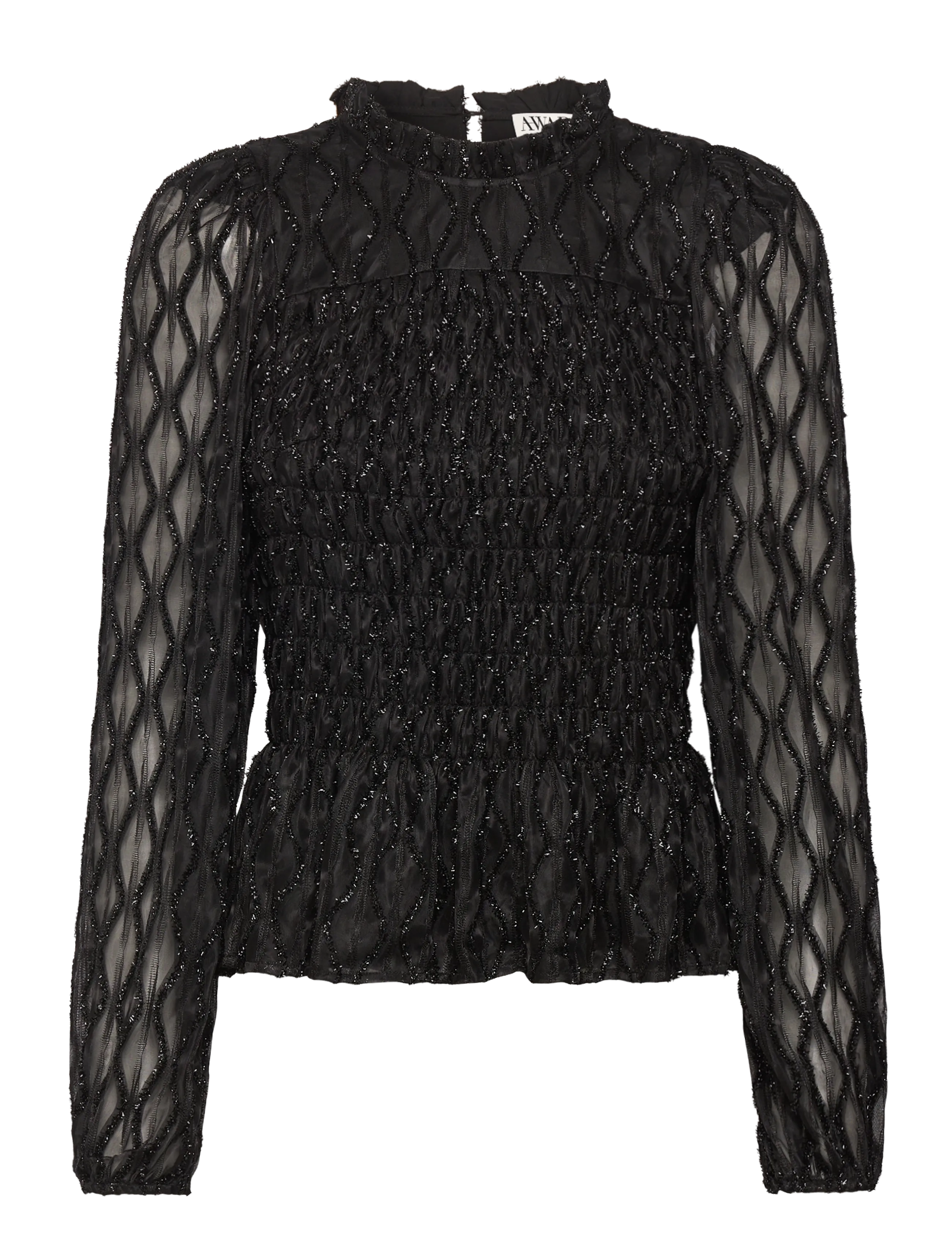 Vero Moda AWNOLITA LS HIGH NECK SMOCK TOP - Bluser - BLACK / black