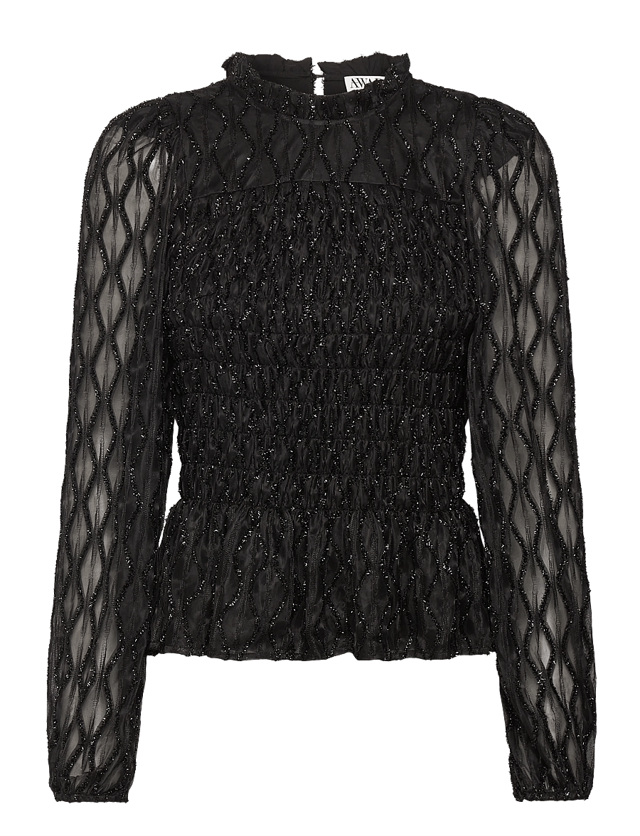 Vero Moda - AWNOLITA LS HIGH NECK SMOCK TOP - langerma blússur - black - 1