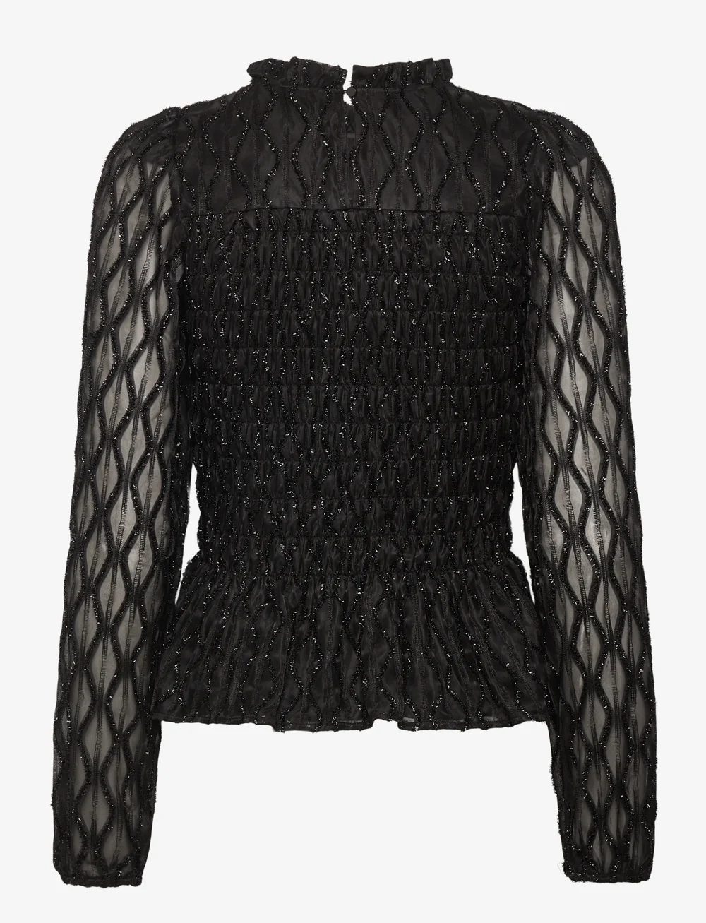 Vero Moda - AWNOLITA LS HIGH NECK SMOCK TOP - långärmade blusar - black - 1