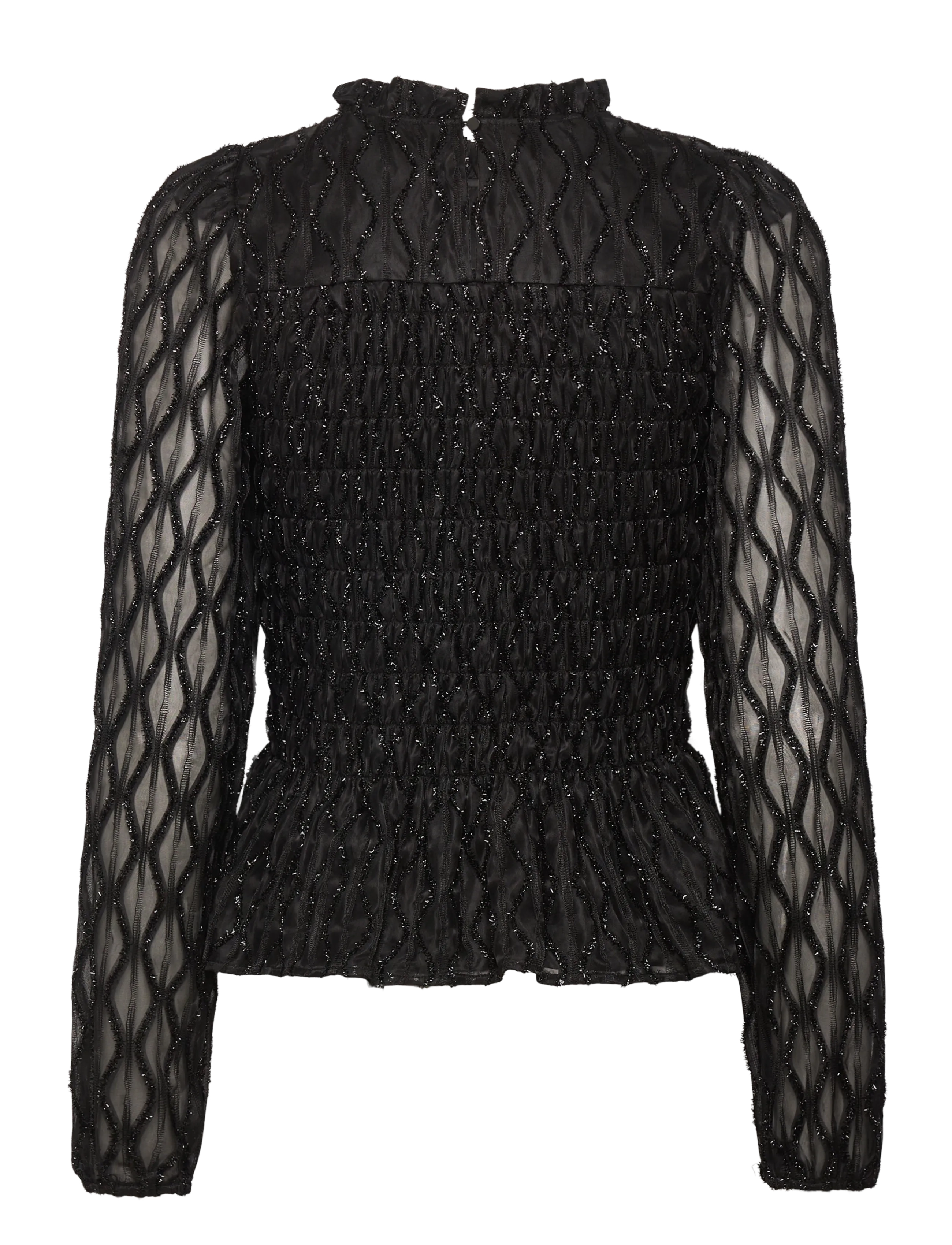 Vero Moda - AWNOLITA LS HIGH NECK SMOCK TOP - langerma blússur - black - 2