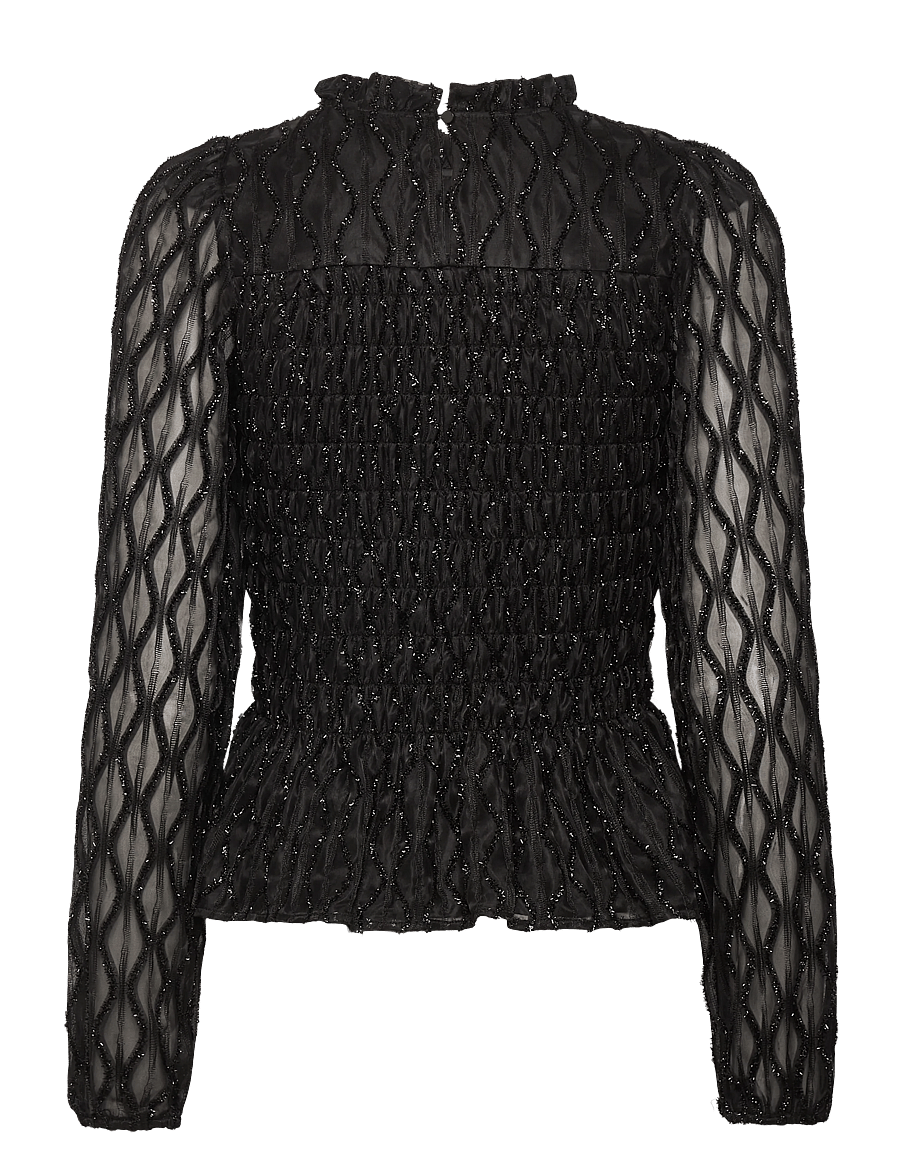 Vero Moda - AWNOLITA LS HIGH NECK SMOCK TOP - langerma blússur - black - 2