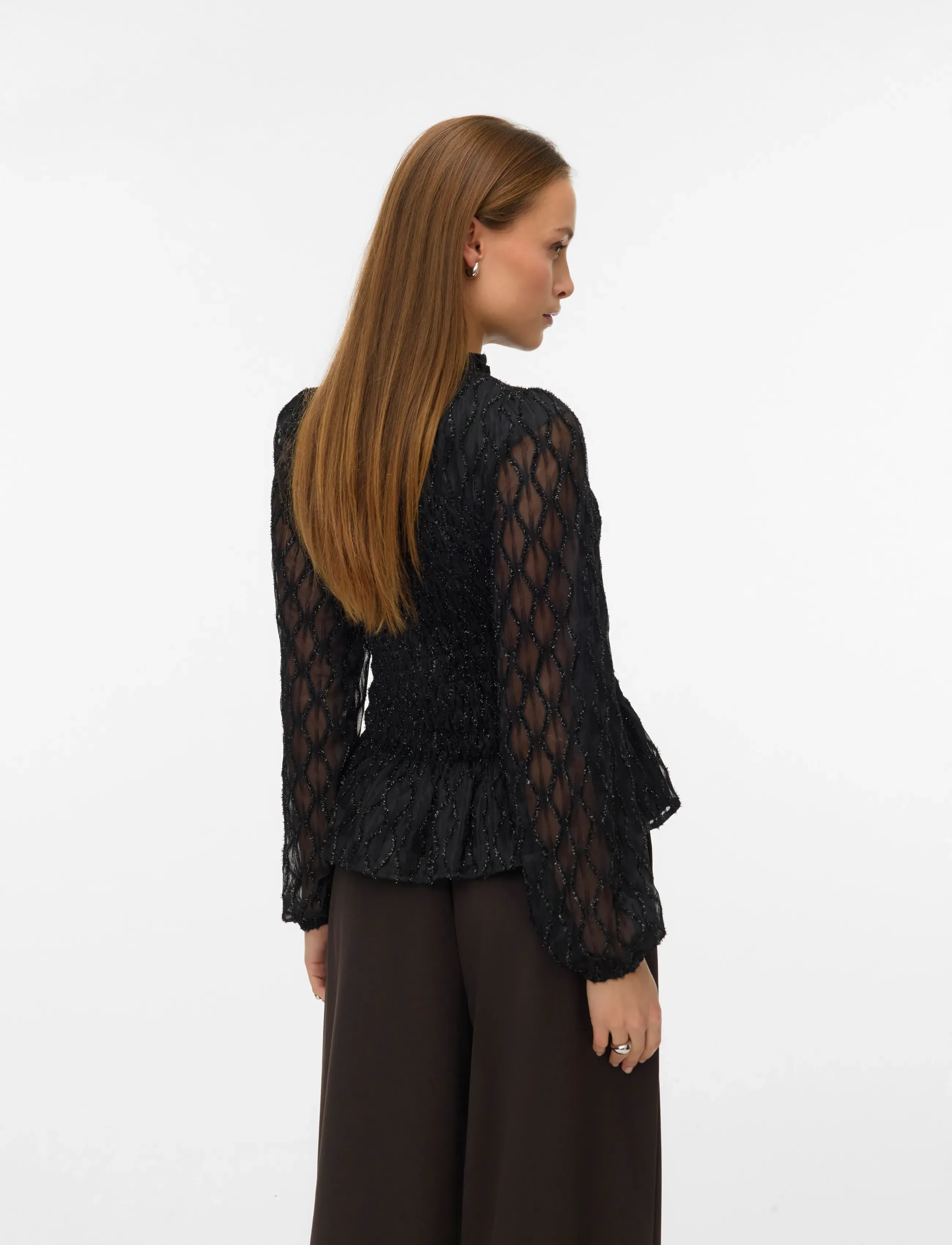 Vero Moda - AWNOLITA LS HIGH NECK SMOCK TOP - langerma blússur - black - 3