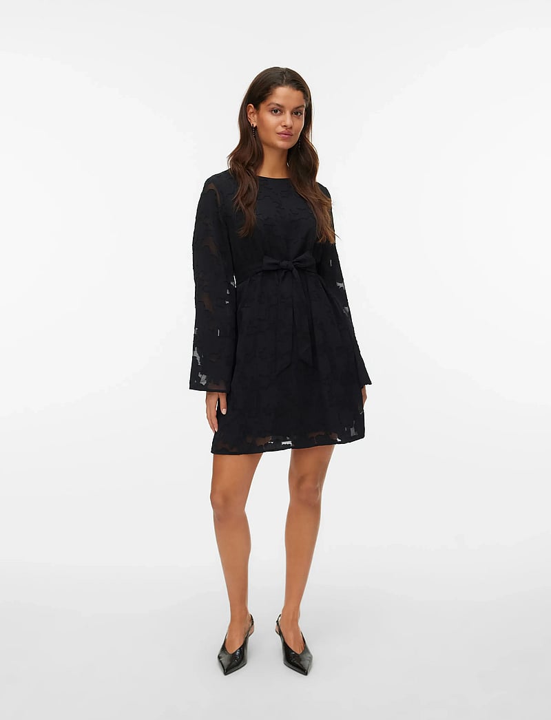 Vero Moda - VMSLOANE LS SHORT DRESS WVN EXP - kurze kleider - black - 0