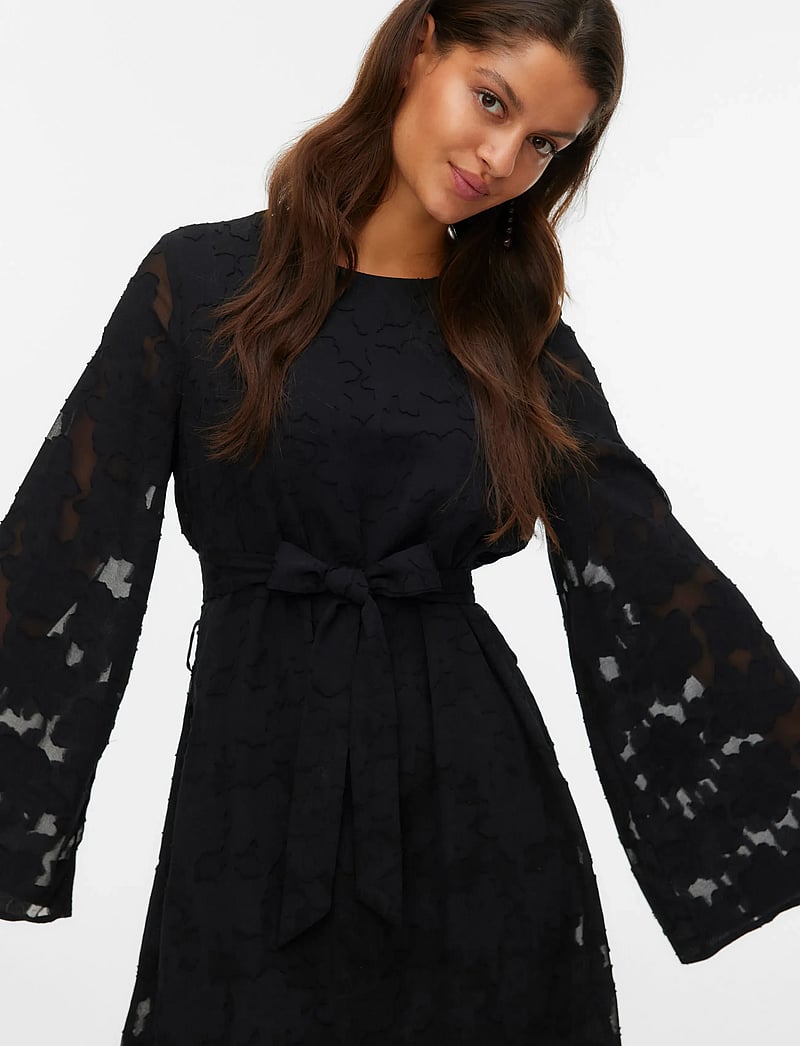 Vero Moda - VMSLOANE LS SHORT DRESS WVN EXP - kurze kleider - black - 5