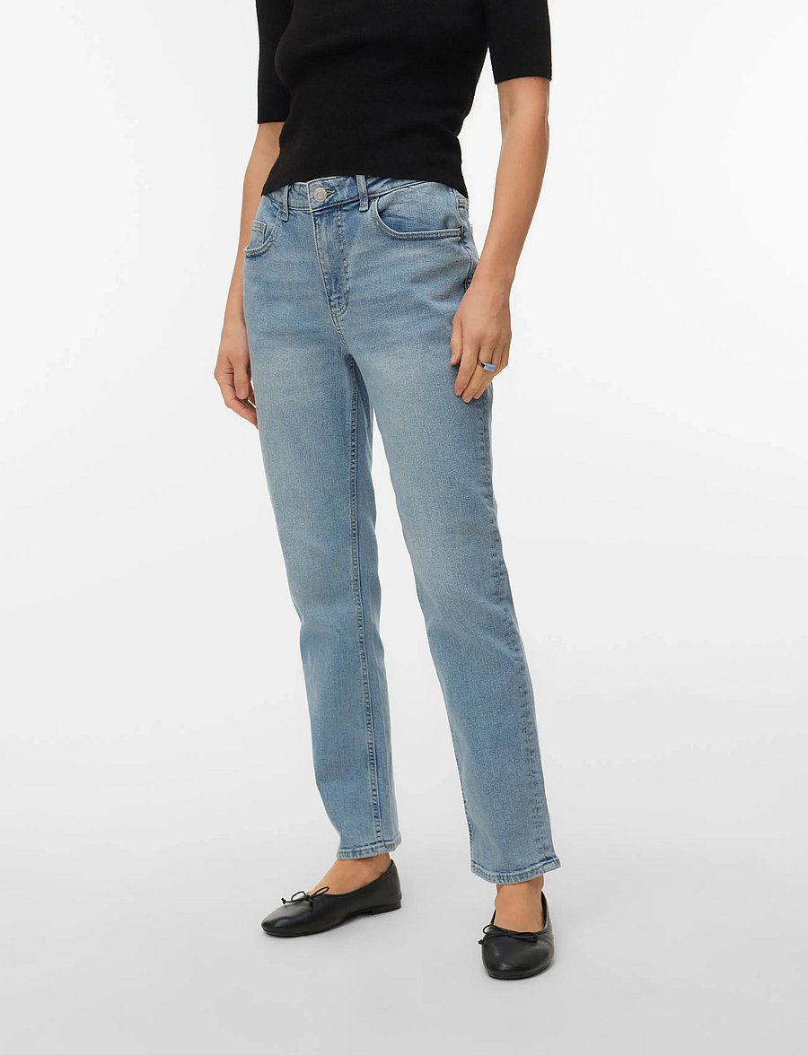 Vero Moda - VMROSIE MR STRAIGHT S ANK RA3045 GA NOOS - slim gallabuxur - light blue denim - 4