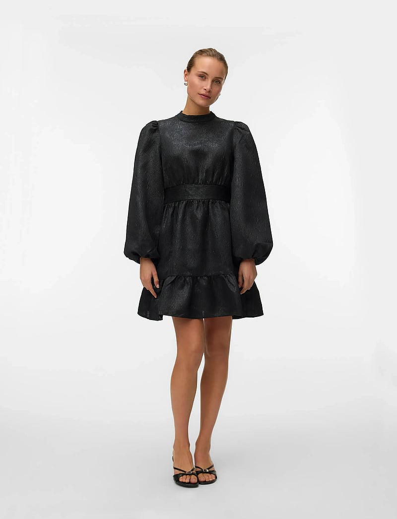 Vero Moda - VMSULLE NEW LS SHORT DRESS WVN EXP - korta klänningar - black - 0