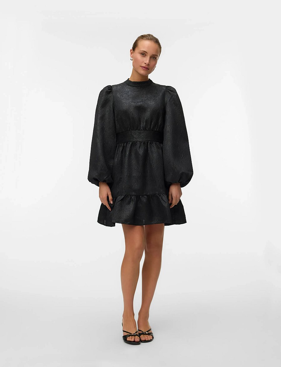 Vero Moda - VMSULLE NEW LS SHORT DRESS WVN EXP - kurze kleider - black - 0