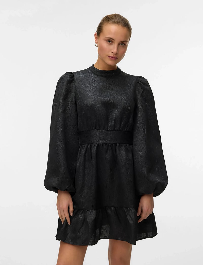 Vero Moda - VMSULLE NEW LS SHORT DRESS WVN EXP - korta klänningar - black - 4