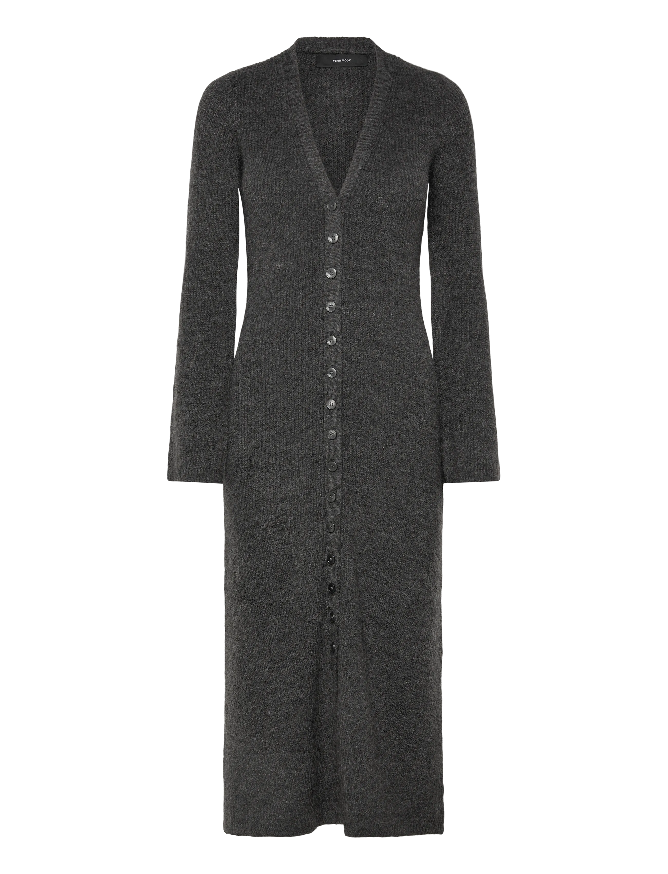 Vero Moda - VMFIA LS V-NECK CALF DRESS SB - dark grey melange - 0