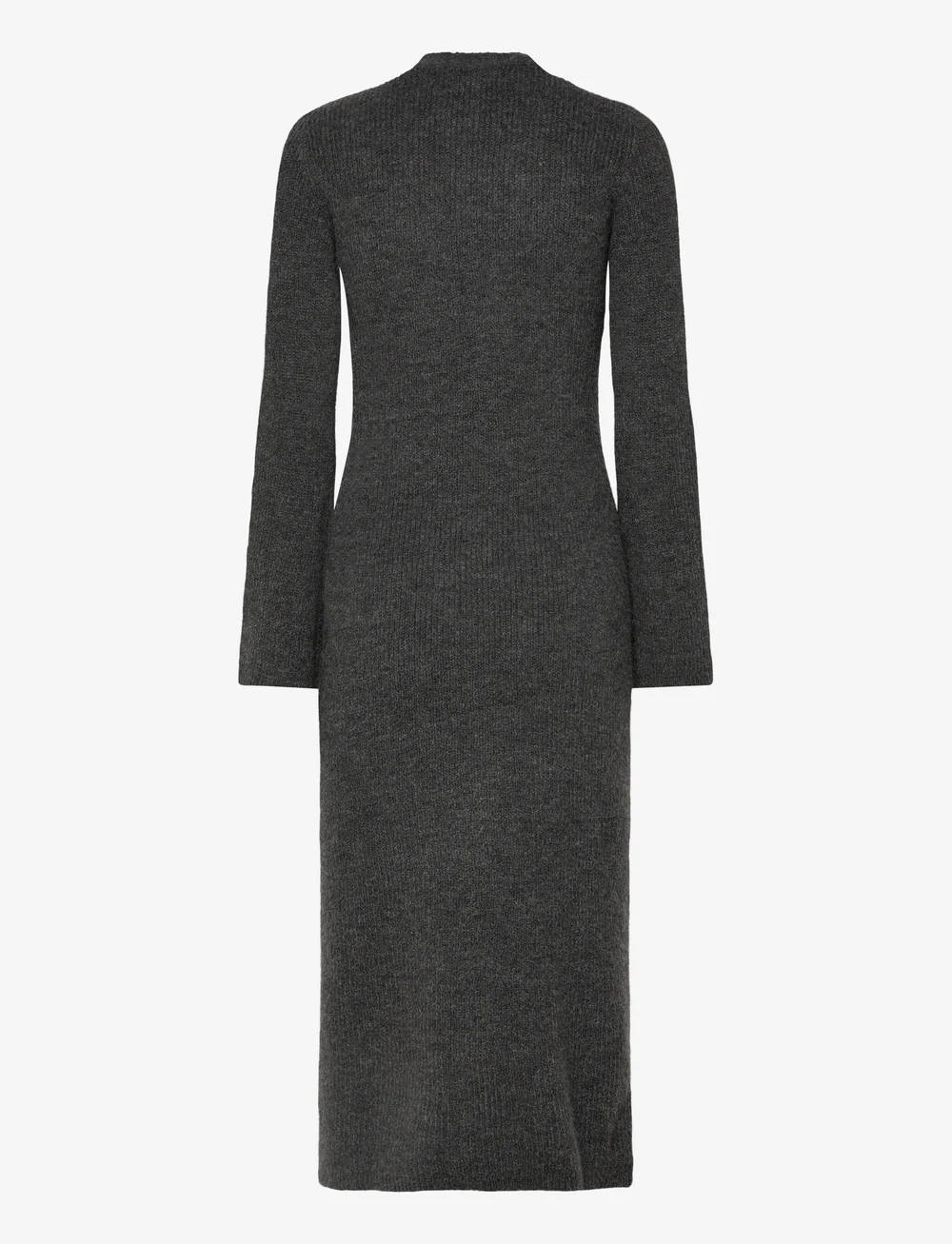 Vero Moda - VMFIA LS V-NECK CALF DRESS SB - stickade klänningar - dark grey melange - 1