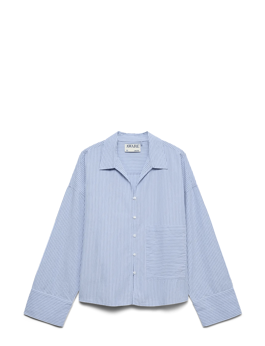 Vero Moda - AWALLY LS BOXY SHIRT - langärmlige hemden - brunnera blue - 1