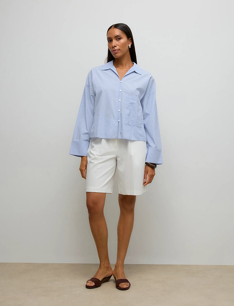 Vero Moda - AWALLY LS BOXY SHIRT - pitkähihaiset kauluspaidat - brunnera blue - 0
