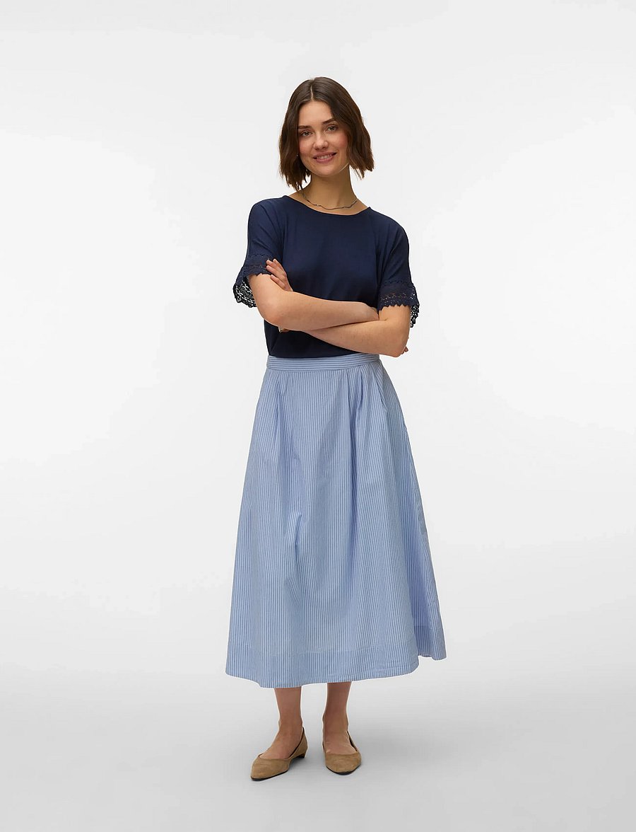 Vero Moda - AWALLY HW 7/8 SKIRT - plisseeritud seelikud - brunnera blue - 0