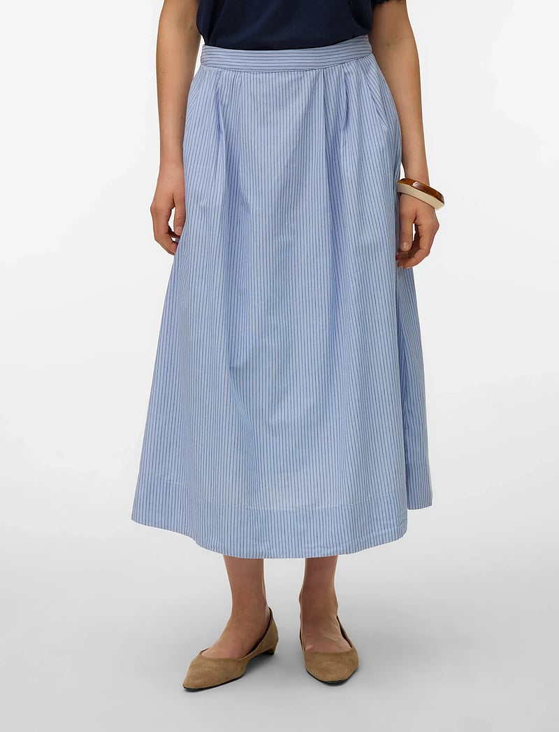 Vero Moda - AWALLY HW 7/8 SKIRT - faltenröcke - brunnera blue - 3