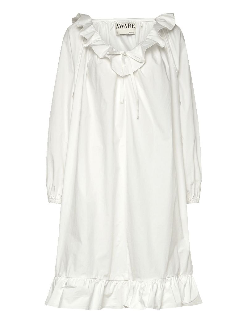 Vero Moda - AWAKARI LS V-NECK BLK DRESS - konfirmationstøj - snow white - 0