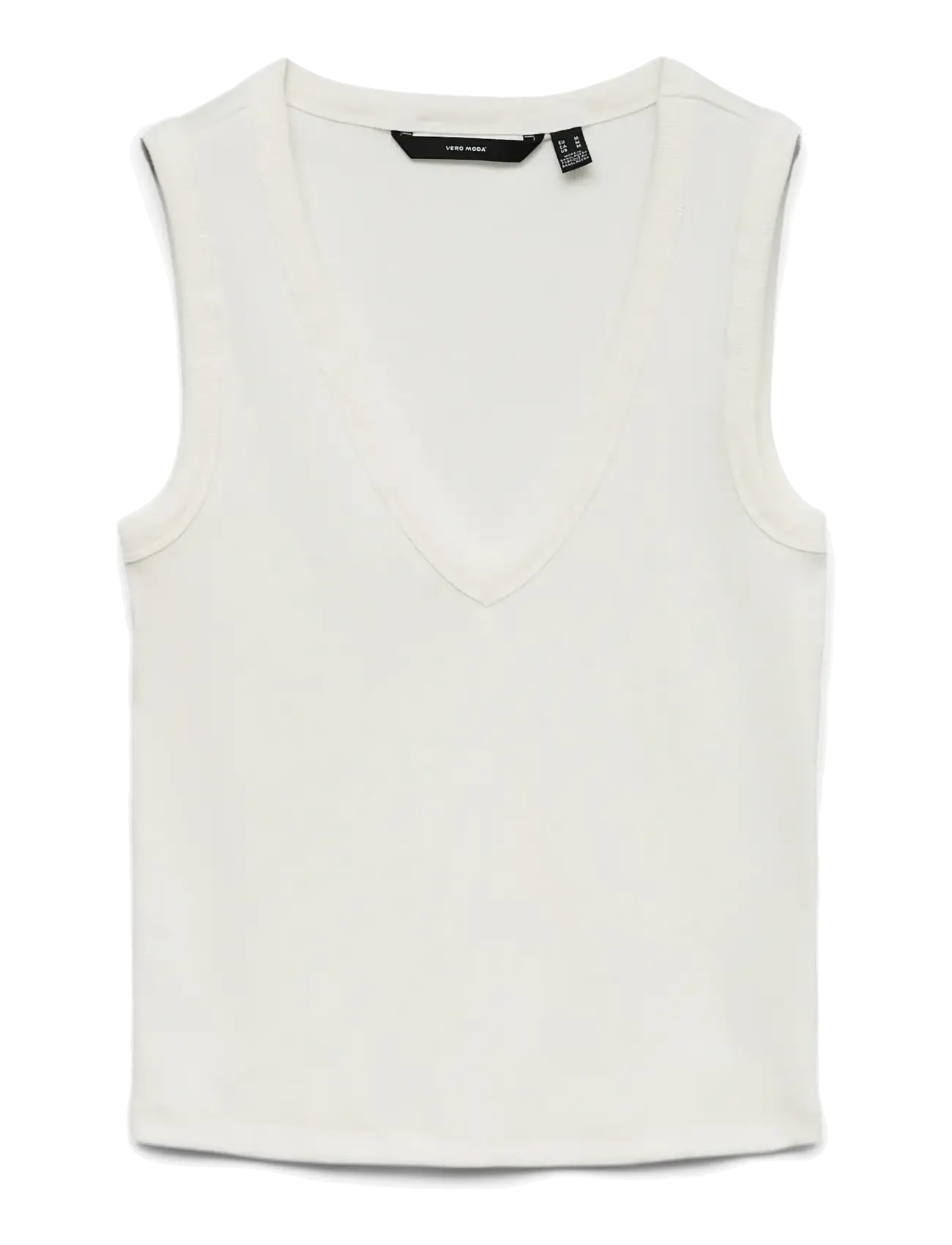 Vero Moda VMCHLOE SL DEEP V-NECK TOP JRS NOOS - T-Shirts & Tops - SNOW WHITE / cream