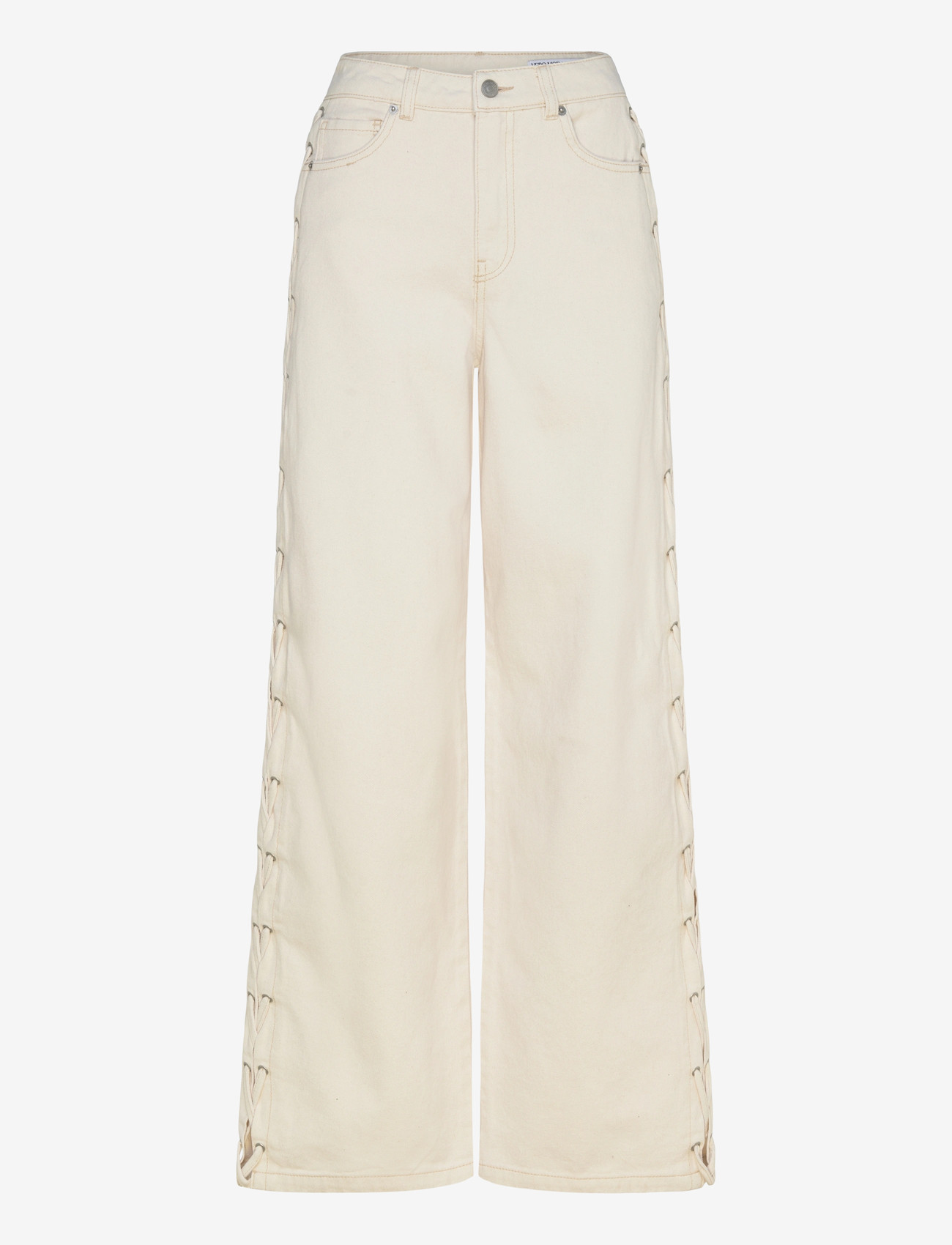 Vero Moda - VMRAE HR WIDE STRING ECRU JEANS - brede jeans - ecru - 1